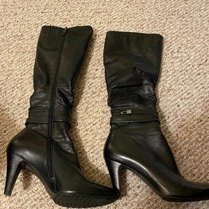 Slim Calf Black Dress Boots  (Solemani) Size 10 Womens